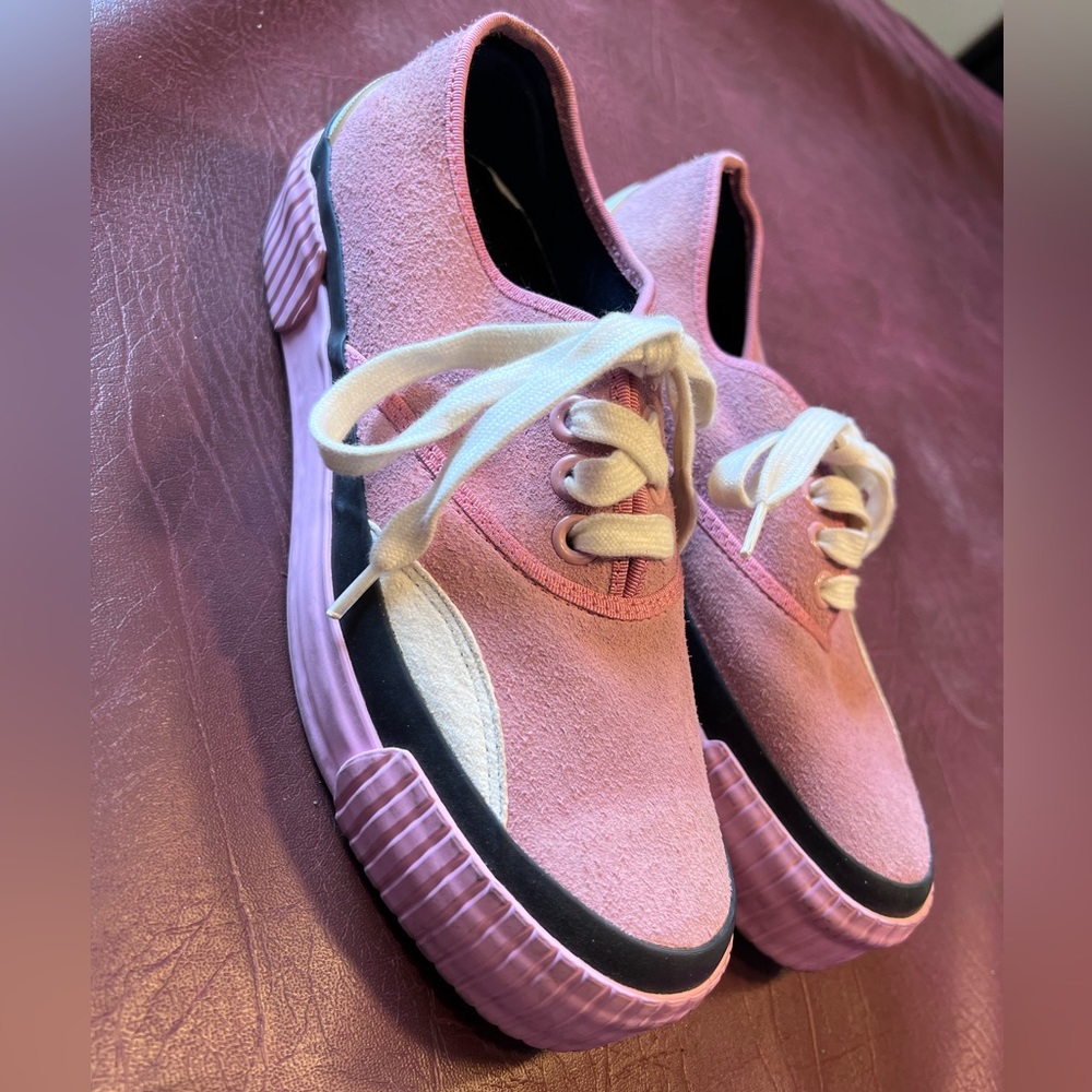 Julien David Pink Suede Platform Sneakers